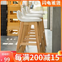 Solid Wood Bar Bench Bar Chair American Bar Stool Brief Bar Chair High Footstool Nordic Creative Retro Bench Home