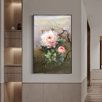 Original hand-painted oil painting Peony flower decoration painting into the family Xuanhang Hung Painting Corridor Aisle New Chinese Painting Blossom is rich and expensive