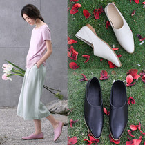 Pointed Flat Bottom Shoes Genuine Leather Art Women Shoes Two Wear Small Leather Shoes Women Sen Ensemble Deep Stomping Single Shoes Stomping With Sloth Shoes Comfort