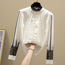Korean stand-up collar lace chiffon shirt OL workplace Western style slim shirt fashion 2021 new spring womens fashion trend