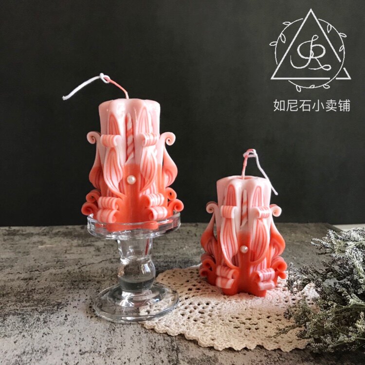 German Craft Handcarved Candle Gift Box Wedding Birthday Gift Girlfriend Accompanying Gift carved candle