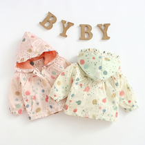 Female baby autumn coat 2021 autumn baby New windbreaker children long clothes girl hooded jacket tide