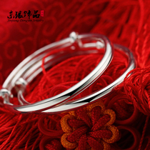 Dongyin s999 foot sterling silver bracelet glossy horse ring male and female baby baby Full Moon gift
