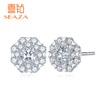 Happy Diamond White 18K gold diamond stud earrings female group inlaid with real diamond earrings earrings exquisite jewelry new products