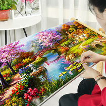 Fluid aquatic Full embroidery 2023 new artisanal embroidery cross embroidery line embroidery 2022 living room landscape and water painting