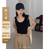 Black small camisole vest womens autumn cotton sleeveless base shirt white cover milk short models outside wear summer