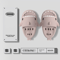 chikoku Korean bathroom bath slippers female summer indoor non-slip soft bottom massage couple home shark sandals