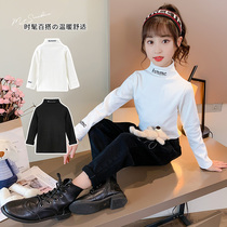 Girls high neck base shirt 2021 new autumn winter plus velvet padded childrens foreign style top child Korean fashion