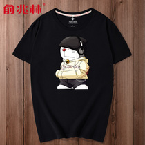 Short sleeve mens T-shirt 300kg 7XL size mens summer clothes Fat Man robot cat Doraemon anime tide fat clothes