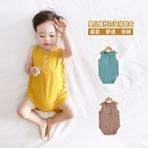 Baby one-piece clothes Summer thin air conditioning suit No sleeves Fart Vest Khays Climbing Clothes Modale Ice Silk Pajamas