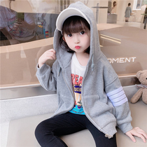 Girl jacket Spring and autumn 2021 new Korean version sports blouses foreign air relaxed baby autumn clothes with clot sweatshirt