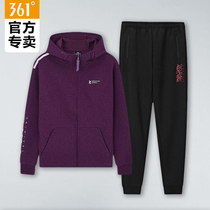 361 Sports Suit Women Spring Autumn New 2021 Tandem Hat Casual Cardiovert Jacket Knitted Bungletoe Long Pants Sportswear