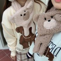 Homemade Korean creative cute bear scarf plush winter warm girl bib