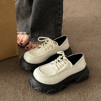 Small leather shoes womens British style single shoes 2022 new spring and autumn net red hot models thick-soled loafers white womens shoes