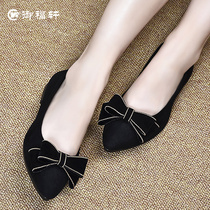 Working Shoes Women Black Old Beijing Cloth Shoes Flat Bottom Work Tooling Shoes Fashion Pointed Butterfly Knot Career Single Shoes