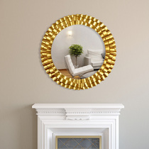 Creative makeup mirror round vanity mirror porch wall decoration mirror desktop gold foil retro bathroom mirror