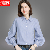 Spring clothing 2019 models of womens long-sleeved shirts womens Korean version striped design Sensations with a very fine foreign air blouses women