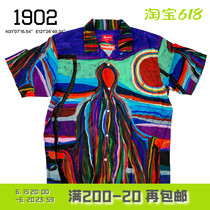 Spot Supreme 19SS Reaper Rayon S Shirt Oil painting men and women short sleeve shirts