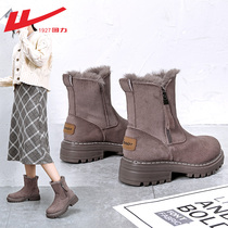 Huili snow boots women fur one 2021 New Martin boots women winter plus velvet short boots thick cotton shoes women