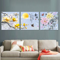 Frameless painting wall clock silent triptych Bedroom hanging painting Living room clock painting Dining room mural Hour hand and Shun