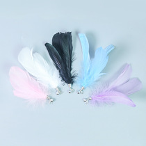 Feather Bell Replacement Head Telescopic Wooden Pole Teasing Cat Stick Accessories Black & White Blue Pink Purple Five Color Feather Tease