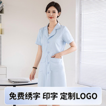 Work clothes of female white coat doctors in embroidery master clothes short-sleeved skin management nursing home