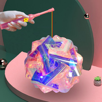 Night Market Pendulum Beach Art Hand Lanterns Led Flash Dazzling Laser PVC Gold Light Film Round Children Hand Lanterns