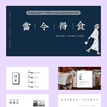 (Food) Dangling food 01 fashion high-end atmosphere creative colorful PPT template elegant simple Chinese style