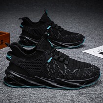 Mens shoes 2021 new autumn flying weaving sports leisure Joker net shoes black mesh running dad ins trendy shoes