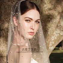 Bridal wedding veil Korean 2018 new pearl wild hair comb yarn headdress super long tail vintage soft yarn
