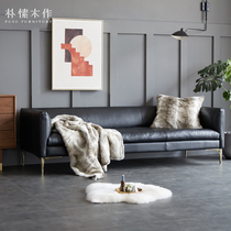 Plain wood for Nordic light extravaganza Authentic Leather Sofas minimalist modern minimalist Living Room Cortex Trio