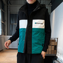 Autumn Winter Big Code Cotton Waistcoat Mens Embroidery Jacket Society small group Korean version Trend handsome vest thickened