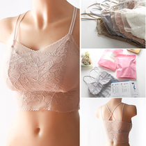 2022 new Korean version without steel ring beautiful back one-piece camisole womens comfortable anti-glare lace sexy bra