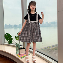 Girls  Dresses summer 2021 new childrens dress Western style short-sleeved dress summer 12-year-old girl childrens skirt