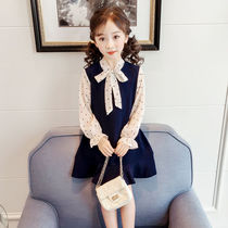 Girls long-sleeved dress Spring and Autumn princess dress Foreign 2020 spring new childrens clothing Korean version of the girl child skirt
