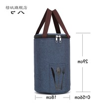 Round insulated lunch box bag Japanese portable large rice bag lunch bag thick aluminum foil insulation bag cylinder