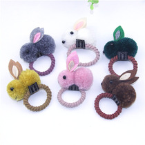 Korean new children cartoon cute little rabbit Hairband plush rabbit ear head rope hair accessories princess hair rope female