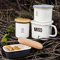 Enamel enamel storage Chinese style fresh-keeping box thickened Bowl Cup storage box kitchen refrigerator household sealed storage tank