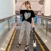 Girl Summer Dress Trendy Children Suit Short Sleeve Big Boy Nets Red 2022 New Ocean Gas Girl Clothes Summer Two Sets