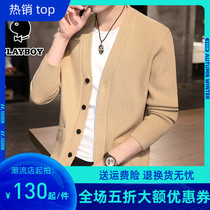 Playboy autumn mens cardigan sweater wear 2020 new mens sweater spring and autumn thin coat