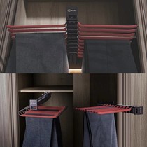 Telescopic trouser rack Top mounted damping buffer cloakroom storage wardrobe Multi-function push-pull trousers rack pants pumping