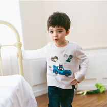Boutique Korean childrens clothing cotton boy long sleeve T-shirt creative Q cute Super JI hero Batman Four Seasons base white T
