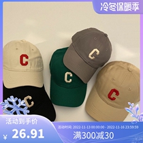 Dongdamen boys and girls hat spring and autumn embroidered solid color letter peaked cap childrens foreign style casual baseball cap tide