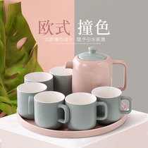 Creative light luxury Nordic color cute girl teapot tea set home living room Tea Cup ceramic coffee cup