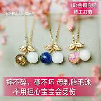 Fetal hair breast milk pendant souvenir diy made 18k golden cherry necklace baby permanent gift material bag