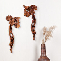 Indonesian wood carving door flower partition hollow pendant Chinese background wall jewelry living room entrance antique decals