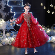 Childrens dress puffy gauze girls birthday princess dress high-end flower girl host piano performance Winter