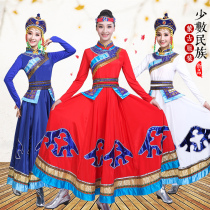 Mongolian dance dress rehearsal for women suit ethnic minority wind Mongolian chongyan dance big swing dress square dance dress