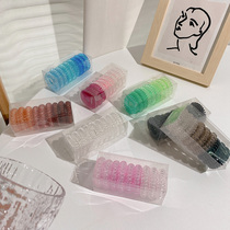 Transparent Colorful Telephone Line Hair Ring Hair Rope Mesh Red Gradient Small Clear New Head Rope South Korea Leather Fascia Head Hair Accessories