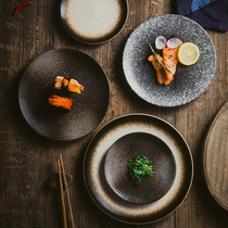 Japanese tableware ceramic shallow plate dish restaurant bone plate household flat plate snack plate customized logo